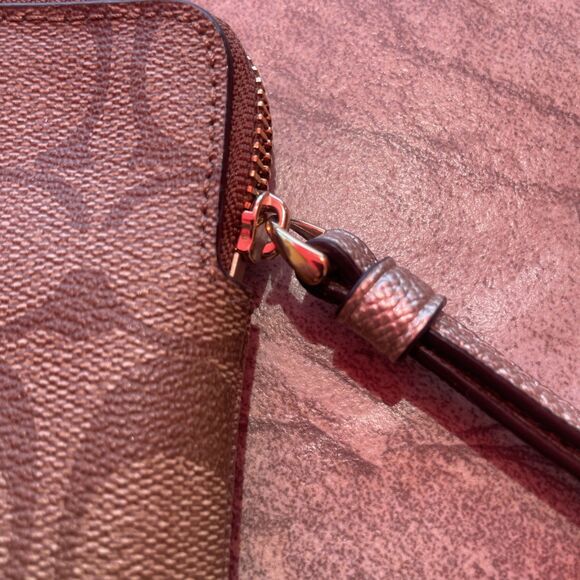 Coach Women's Corner Zip Wristlet In Pouch, Small - Khaki Gold - Picture 7 of 7